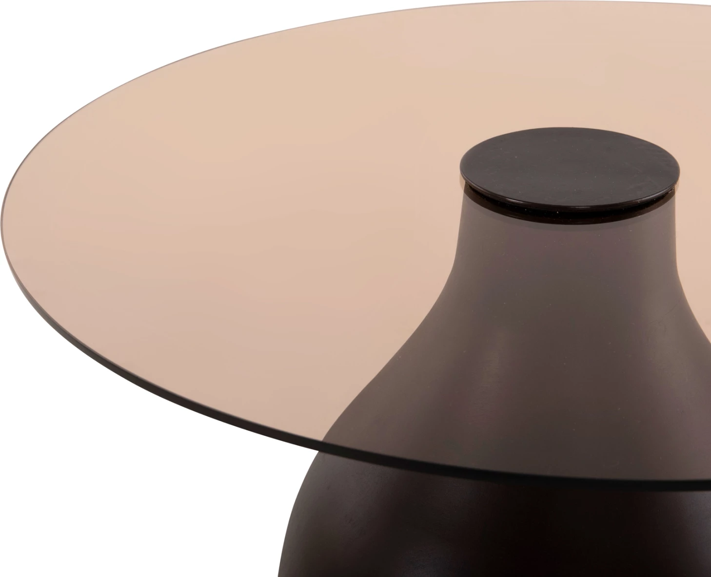 Tavolina anësore 2 copë CHANG FH9668 dru mango ngjyrë kafe, xham sipër Φ55x49,5H & Φ40x36,5H cm