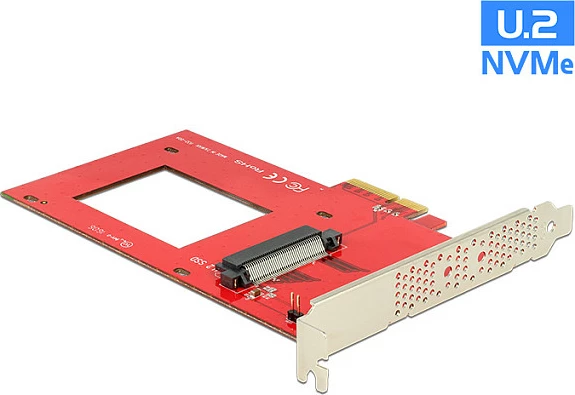 Kartë PCI Express DeLOCK, 1x U.2 NVMe interno për SSD 2.5", e kuqe