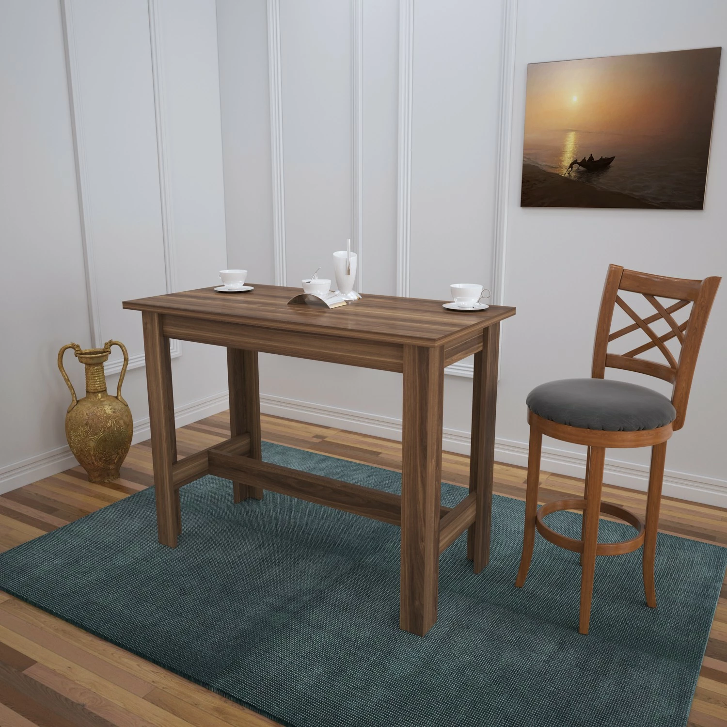 Tavolinë ngrënieje Hanah Home, Barra, ngjyrë arre