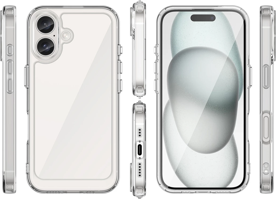 Mbështjellës Hurtel Outer Space Case për iPhone 16, transparent