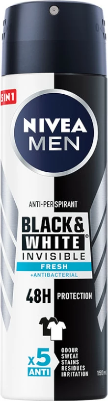 Antiperspirant Spray për meshkuj Nivea Black&White Invisible Fresh, 150ml