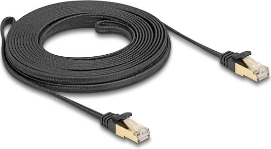 Kabllo rrjeti DeLOCK Cat6a RJ45, e sheshtë, 7.5 m, S/FTP, e zezë