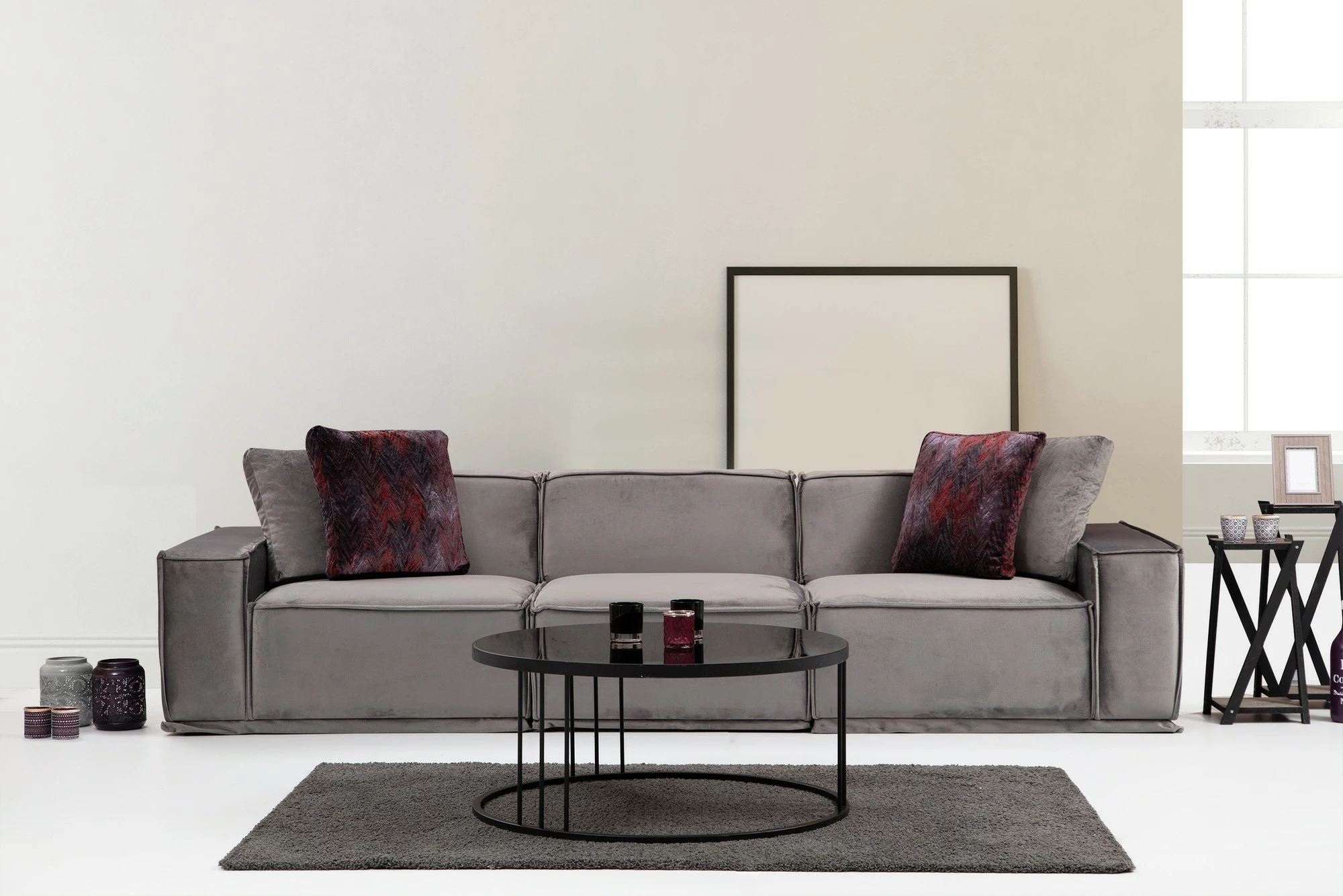 Divan treshe Atelier del Sofa, Lego 3 Seater, ngjyrë gri