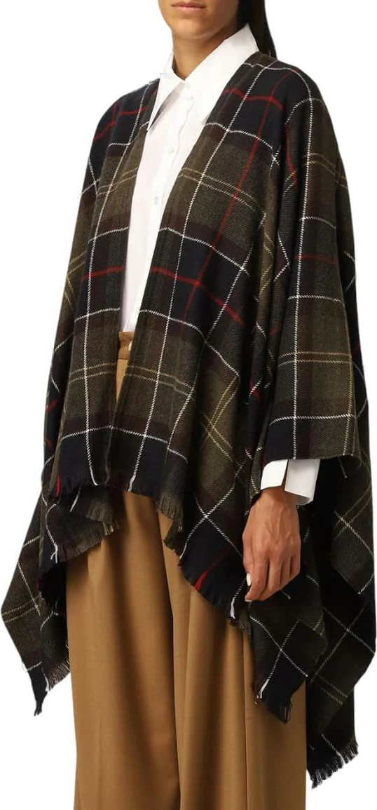 Pallto pelerinë për femra Barbour Staffin Tartan Serape LSC0184, jeshile e errët