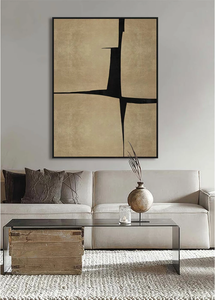 Pikturë dekorative Attraction, kanavacë, ngjyrë ari e zezë, MDF i zi, 90x120x4 cm