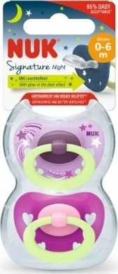 Biberon NUK Signature Night 10175270 0-6m, silikon, multicolor, set 2 copë