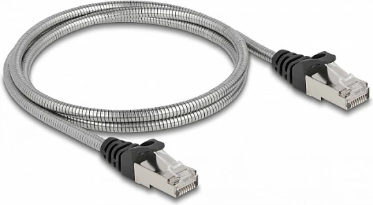 Kabllo rrjeti DeLOCK RJ45 Cat6A U/FTP 1 m, mbështjellës metalik, argjendtë