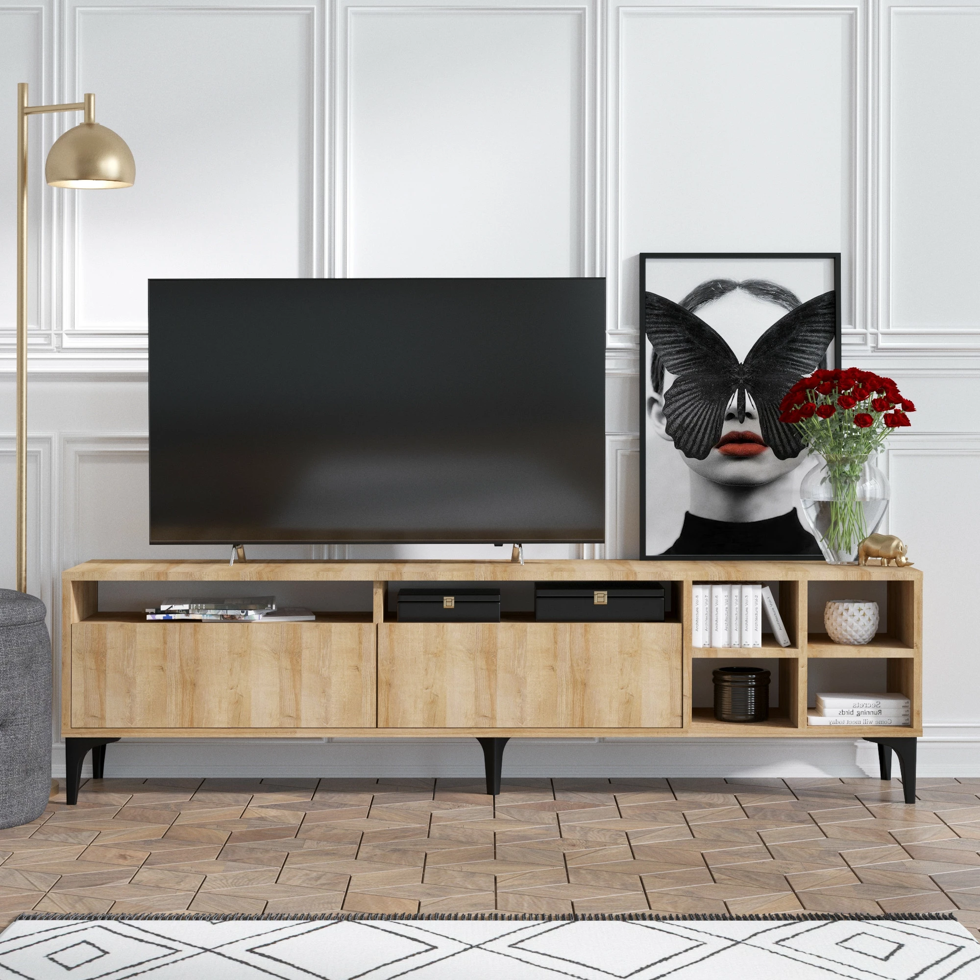 Komodë TV Hanah Home, Eva, ngjyrë lisi