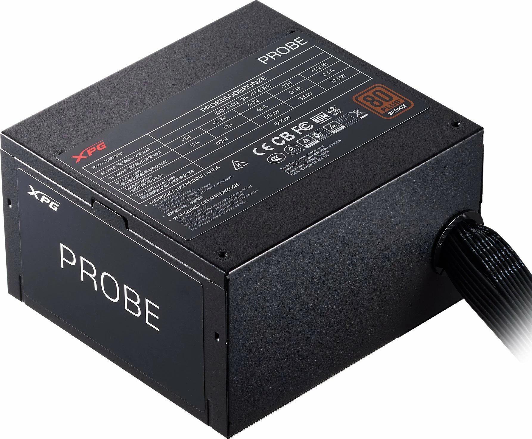 Furnizues rryme XPG PROBE700B-BKCEU PROBE 700W, 80 Plus Bronze, ATX, 2x PCIe 6+2-pin, jo-modular, i zi