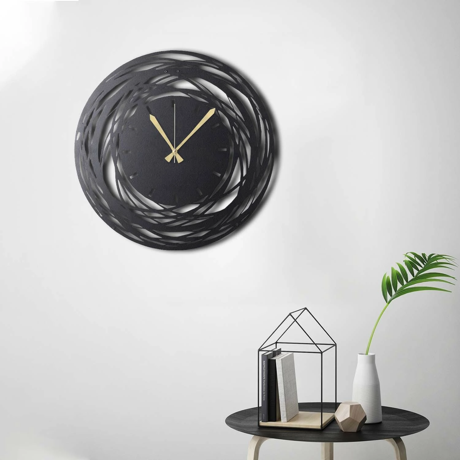 Orë muri dekorative prej metali, Wallity, WATCH-042, e zezë, 50x50cm