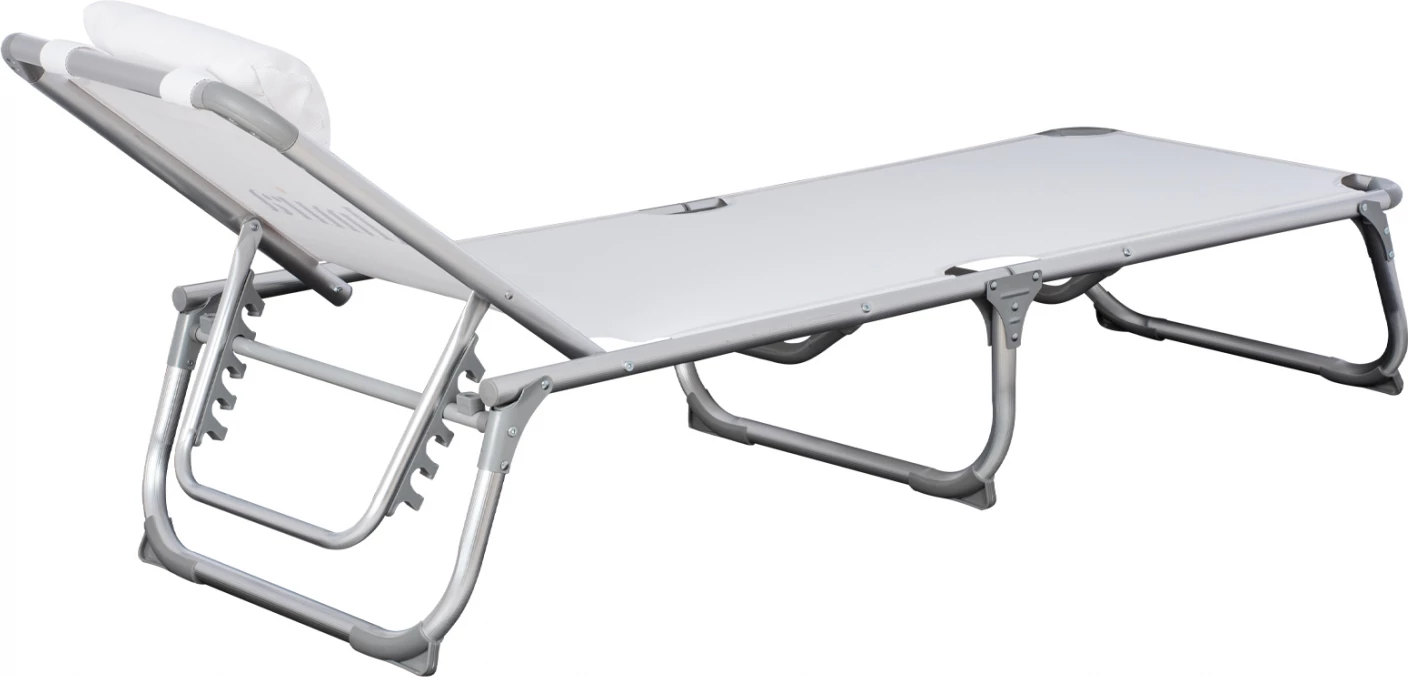 Shezllon për plazh, tipi i rëndë, ngjyrë e bardhë, alumini, FH5054.03, 188x58x31-81 cm