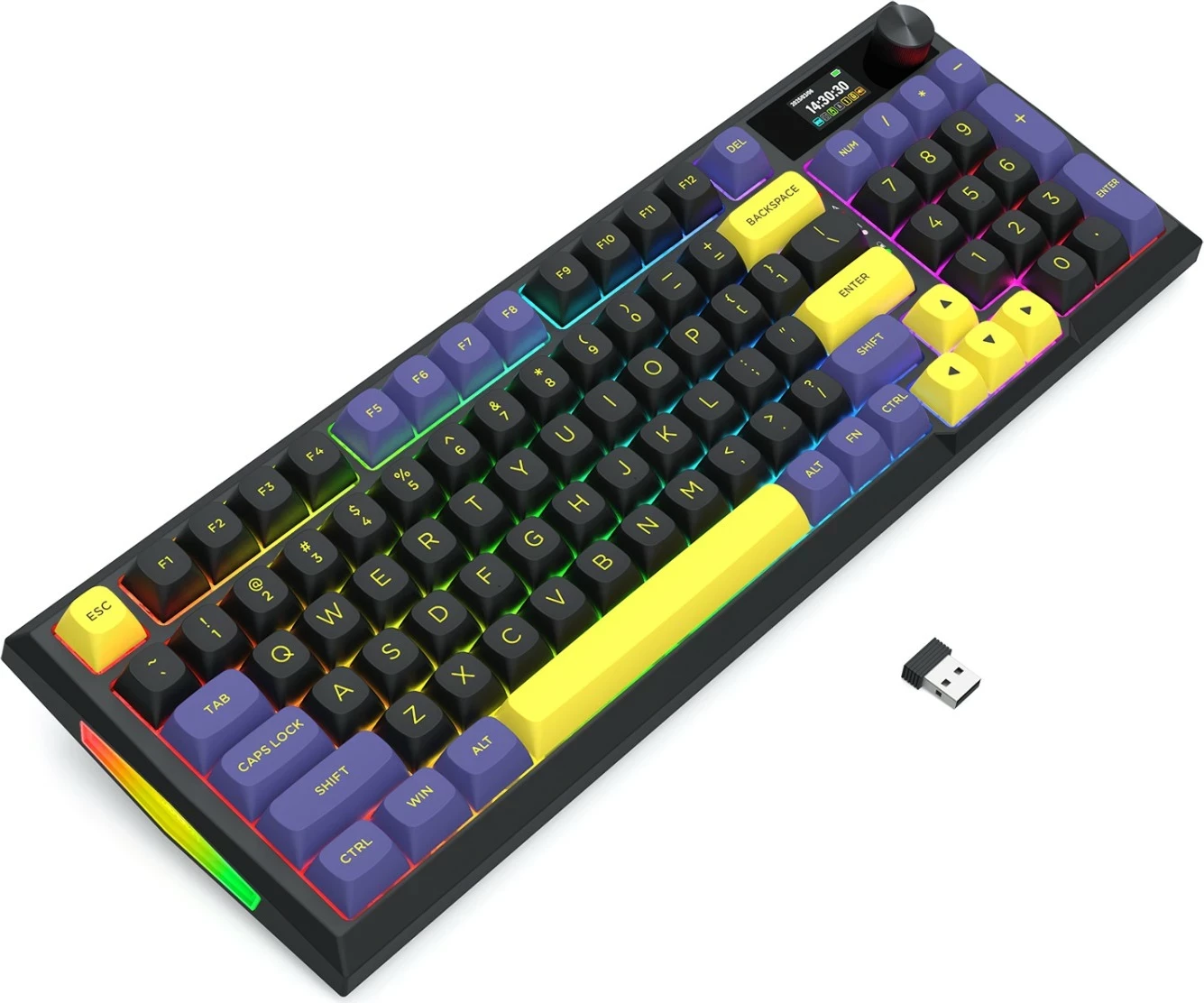 Tastierë gaming Redragon Glintstone K725LBY-RGB-PRO, mekanike 96%, wireless/wired, RGB, e zezë