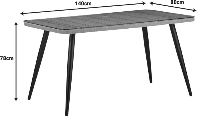 Set tavoline me karrige Naoki-Tanish 5 copë, xham-pe rattan, ngjyrë natyrale me këmbë të zeza, 140x80x78cm