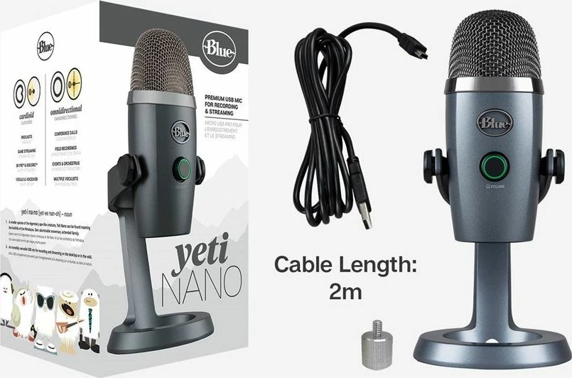 Mikrofon USB Blue Yeti Nano 988-000205 24-bit/48 kHz, gri