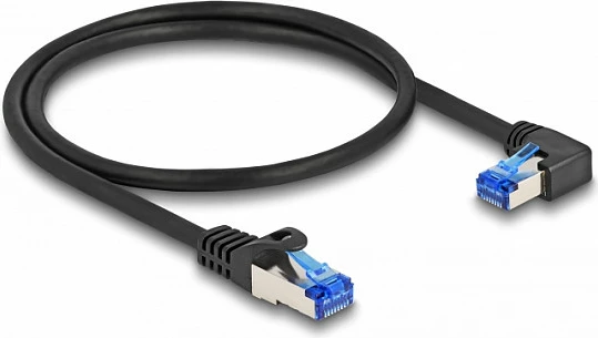 Kabllo rrjeti DeLOCK RJ45 Cat6A S/FTP, 0.5 m, lidhës i drejtë/këndor, e zezë