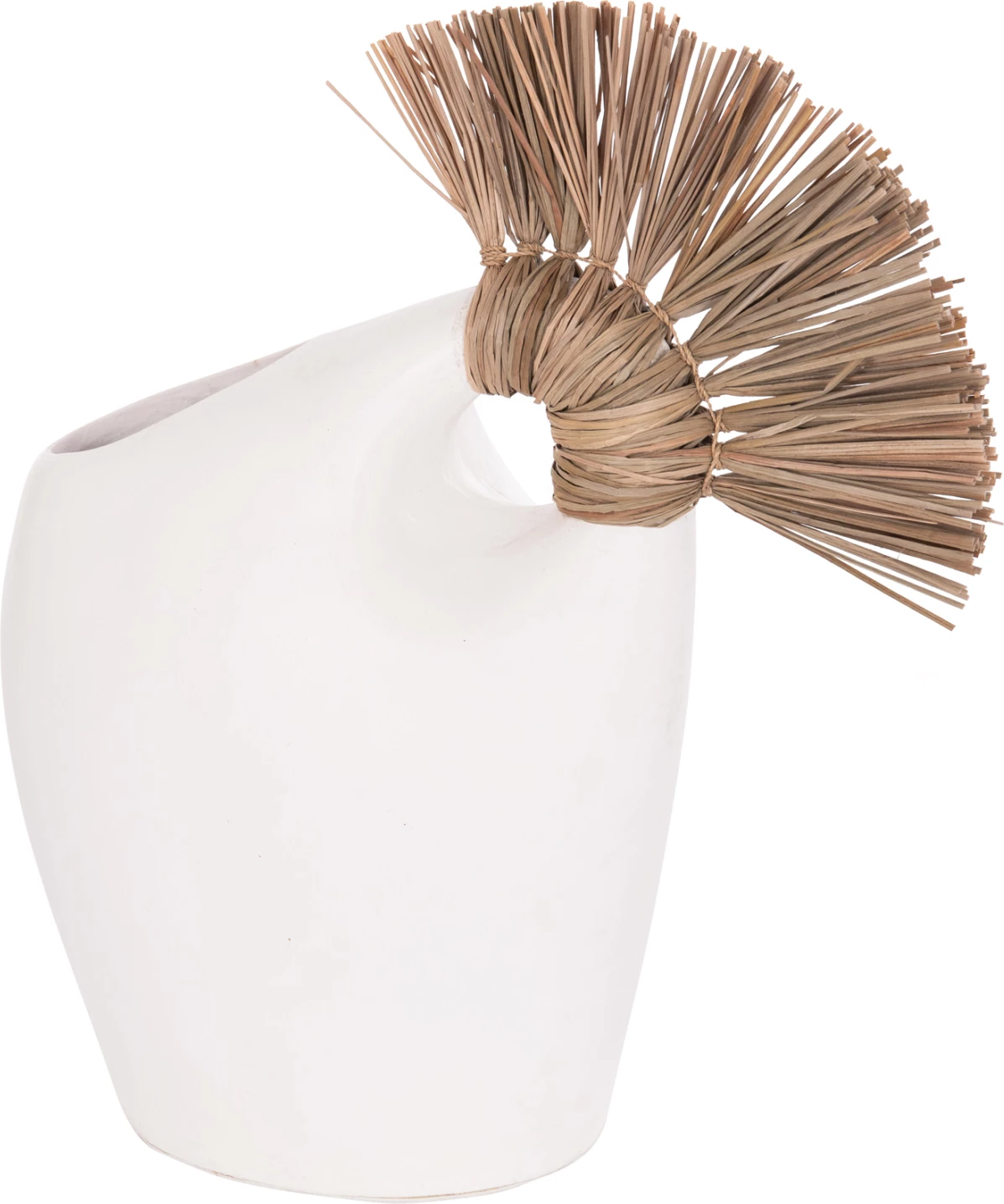 Vazo dekorative tavoline ALICA2, terrakotë e bardhë, dorezë me bar, 44x18x50cm