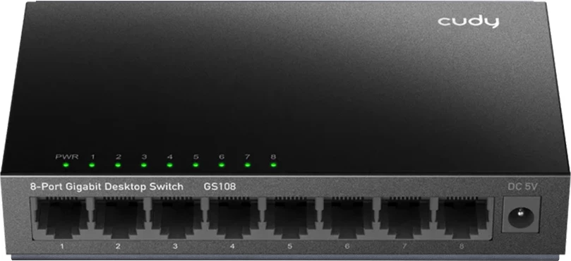 Switch 8-portësh, Cudy GS108, kasë metalike, i zi