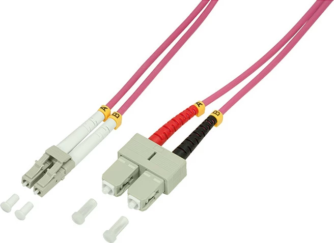 Kabllo patch fibër optike LogiLink OM4, LC/SC, Duplex, 20m, rozë