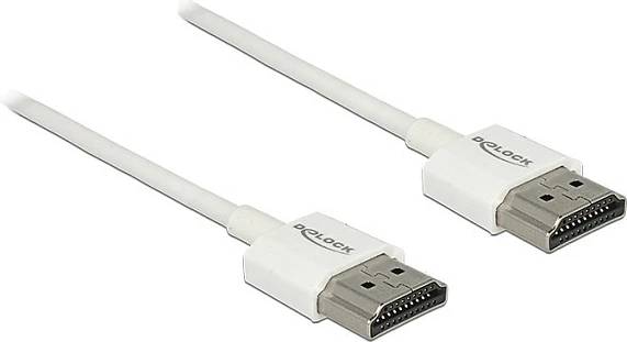 Kabllo HDMI DeLOCK 85122, 1m, 4K 60Hz, High Speed me Ethernet/ARC, e bardhë
