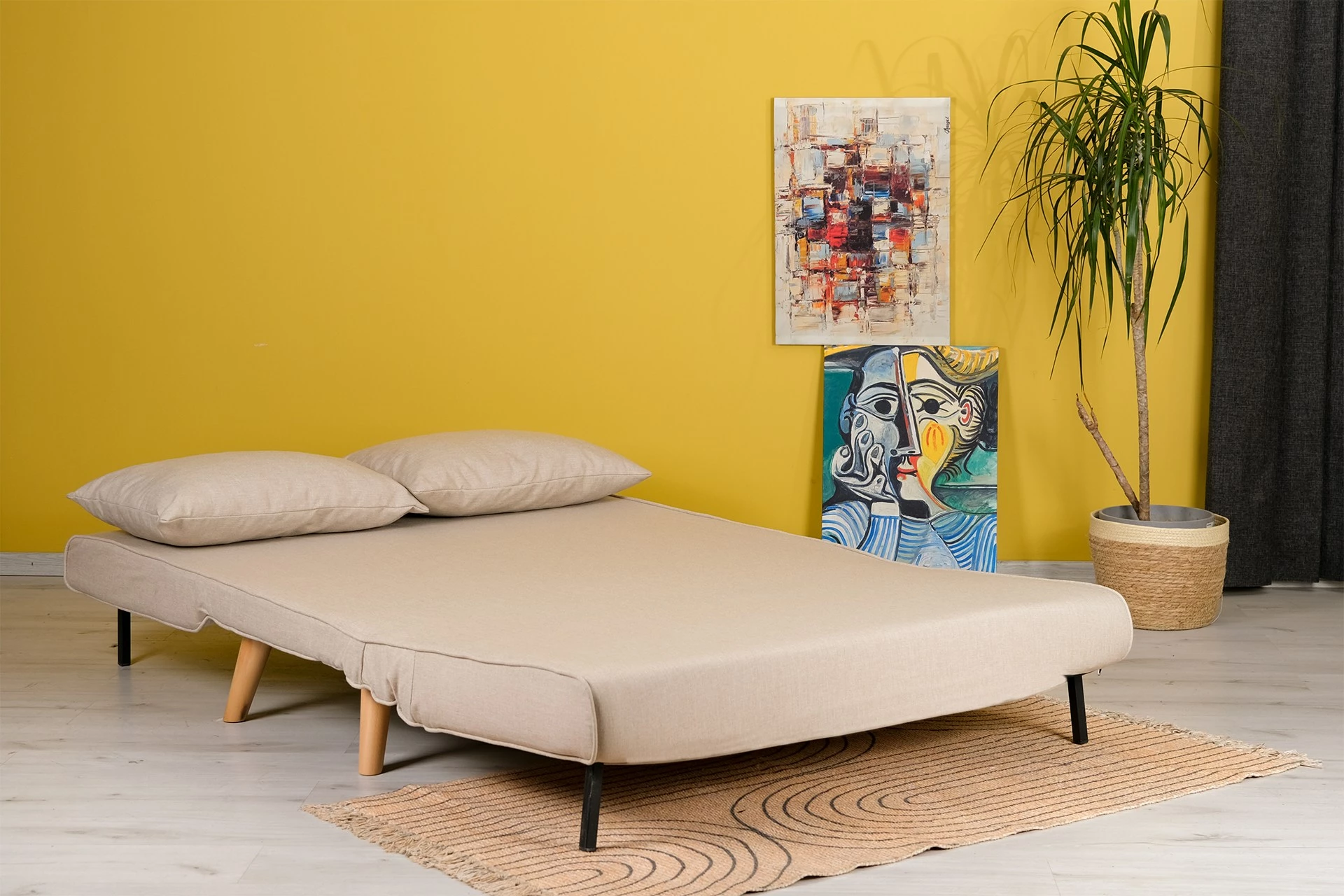 Divan-krevat dy ulëshe, ngjyrë krem, Folde 2-Seater