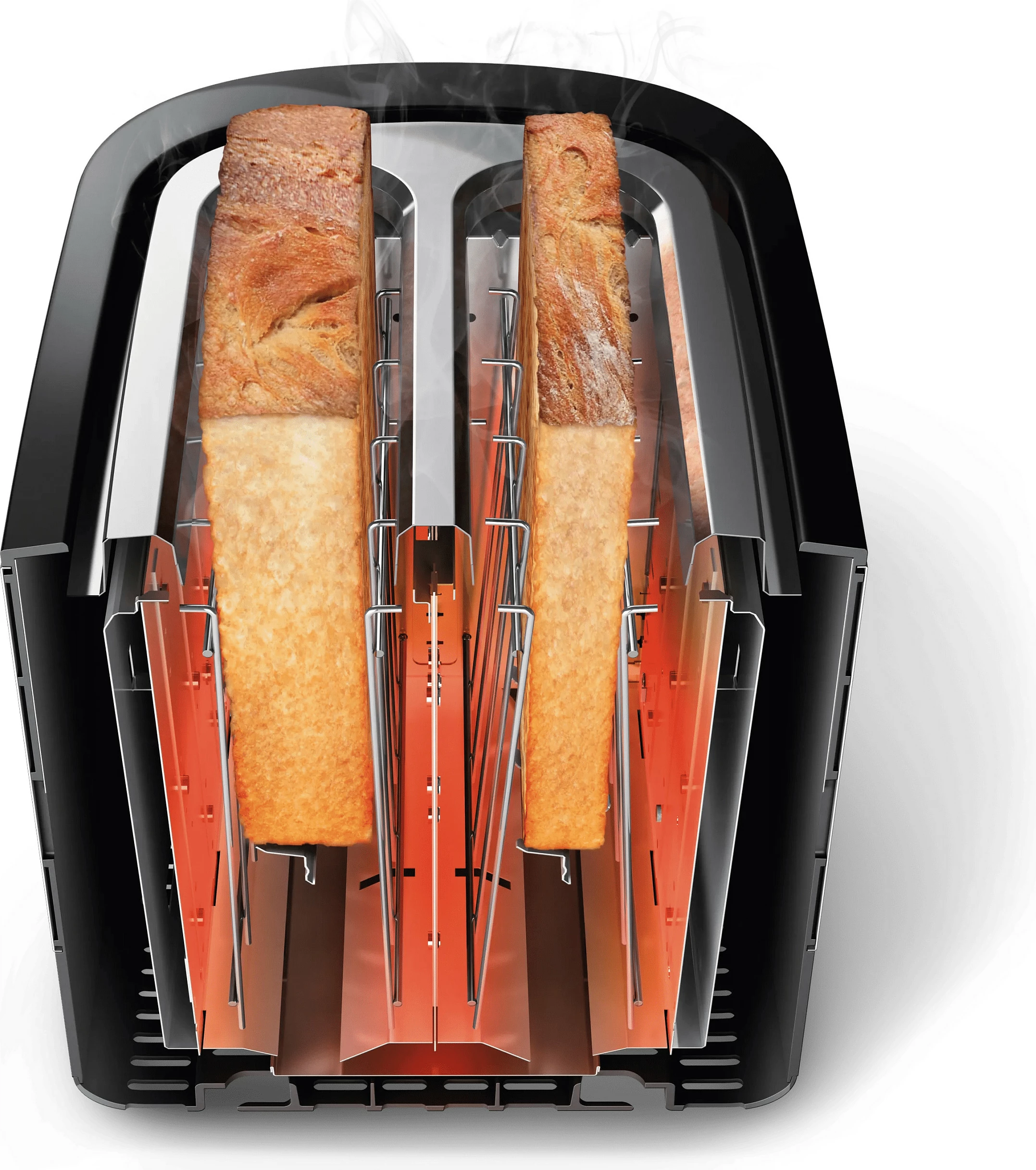Toaster Philips Viva Collection HD2639/90, 2 feta, inox/e zezë