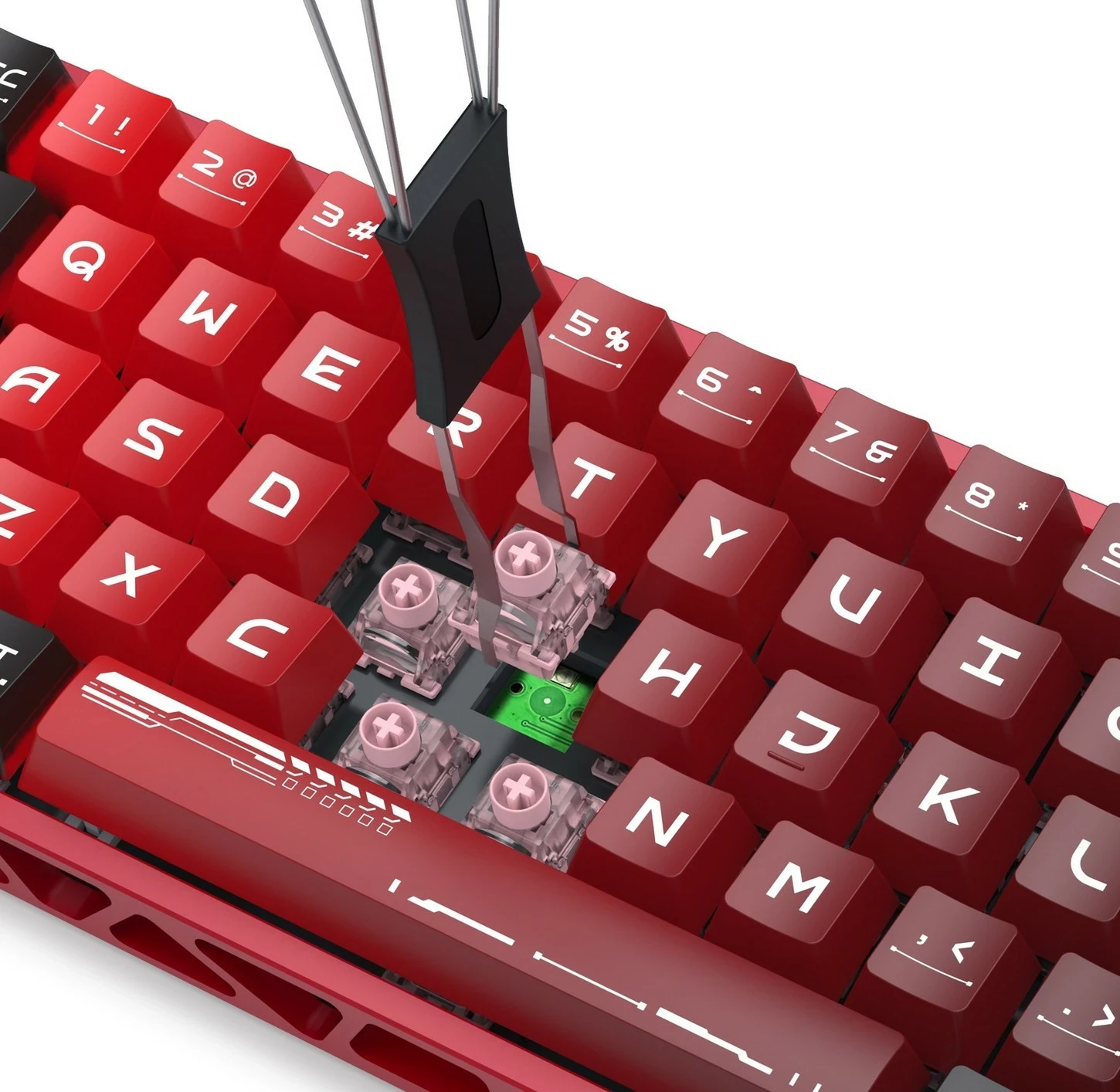 Tastierë gaming Redragon Venom K753-RGB-M, 60%, RGB, Hot-Swap, USB-C, e kuqe