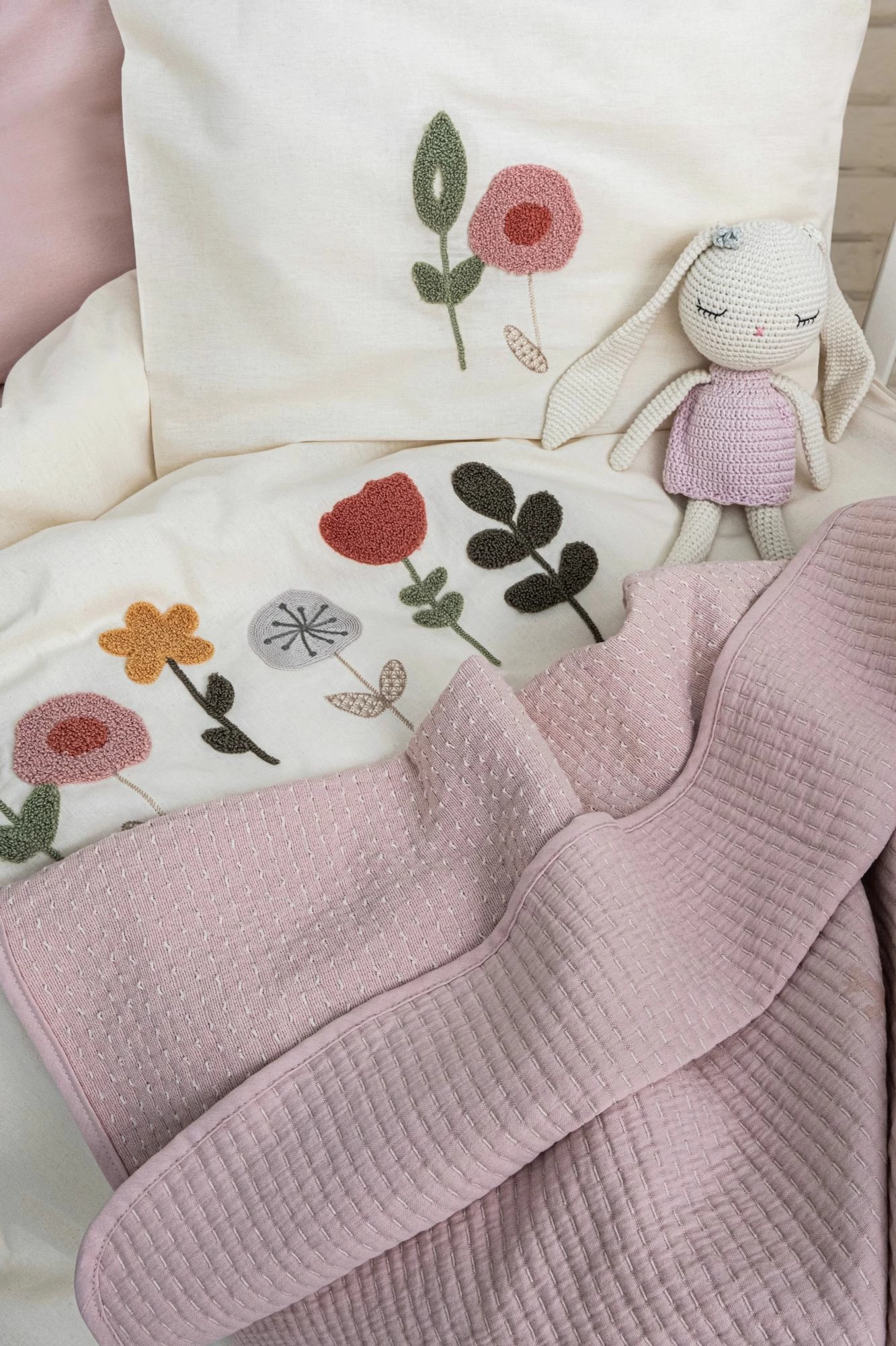 Set mbulesash për fëmijë, ngjyrë pluhur, Flower Garden