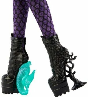 Kukull koleksionuese Mattel Monster High x Wednesday Bianca (JDR71) 28 cm, me çantë dhe stand, vjollcë/zezë