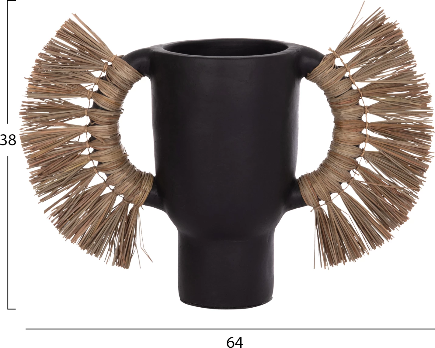 Vazo dekorative tavoline ALICA, terrakotë e zezë, me bar, FH4668.01L, 64x22x38cm