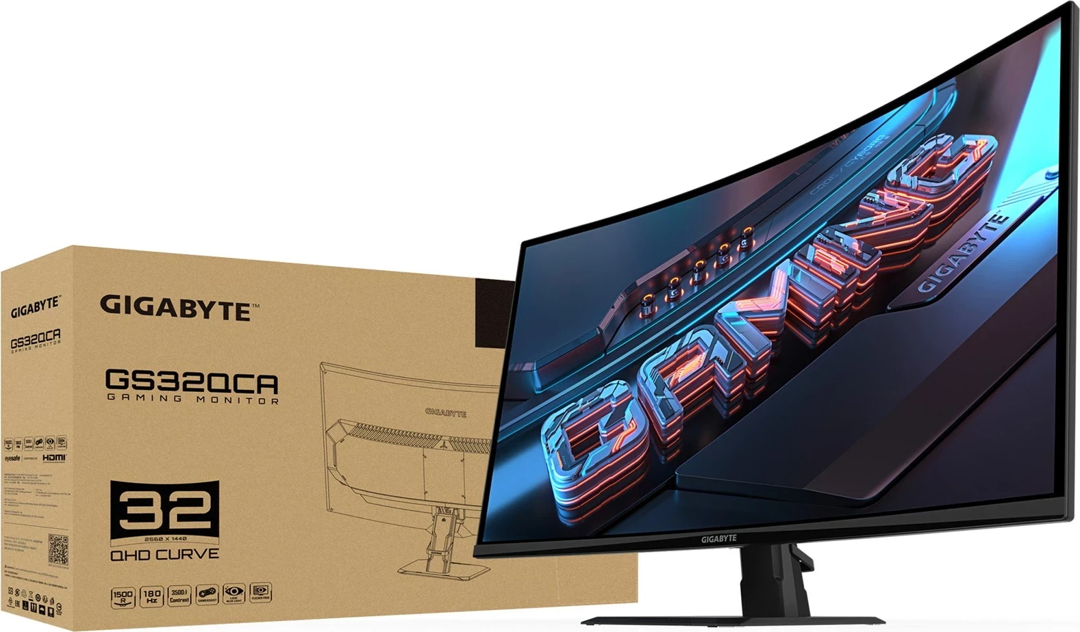 Monitor gaming Gigabyte GS32QCA, 31.5", Quad HD, 180 Hz, LED, i zi