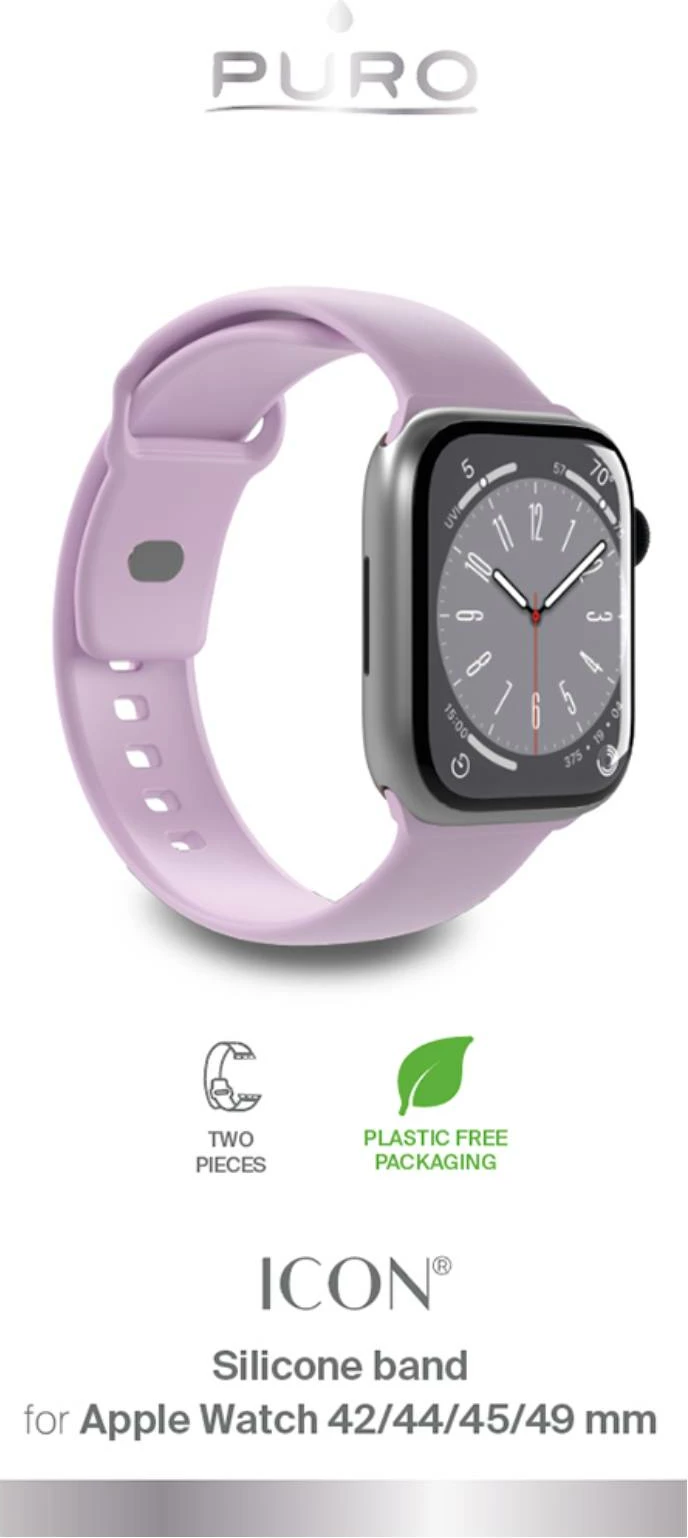 Rrip silikoni për Apple Watch Puro Icon PUICNAW44LVD, 42/44/45/49mm, 2 copë, vjollcë