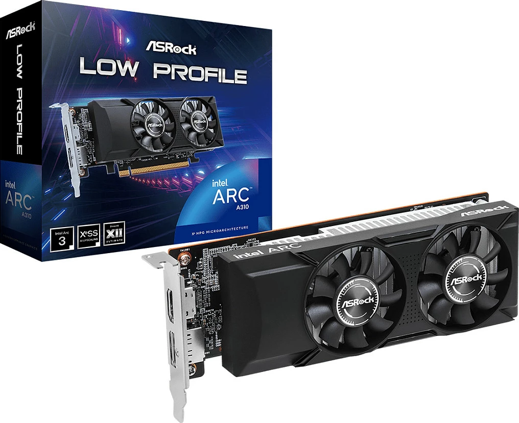 Kartë grafike ASRock Intel Arc A310 Low Profile, 4GB GDDR6, PCIe 4.0 x8, e zezë