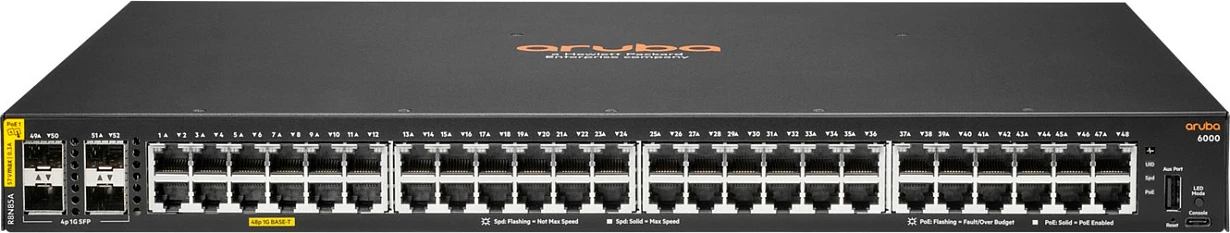 Switch HPE Aruba CX 6000, 48x Gigabit PoE 370W, 4x SFP, 1U, i zi