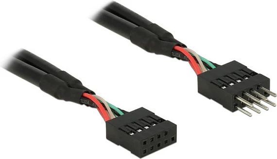 Kabllo zgjatëse USB 2.0 header intern DeLOCK 10p, 0.1m, mashkull-në-femër, e zezë
