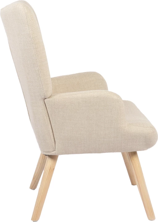 Fotel Gerlina, material krem, këmbë ngjyrë natyrale, 71x64x94cm