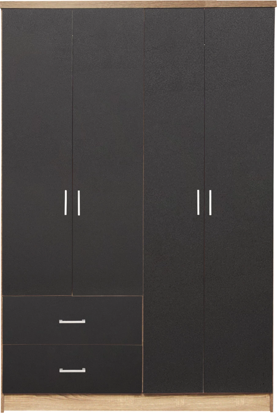 Dollap 4 dyer me 2 sirtarë FH339.04 Sonama-Gri 120x42x181cm