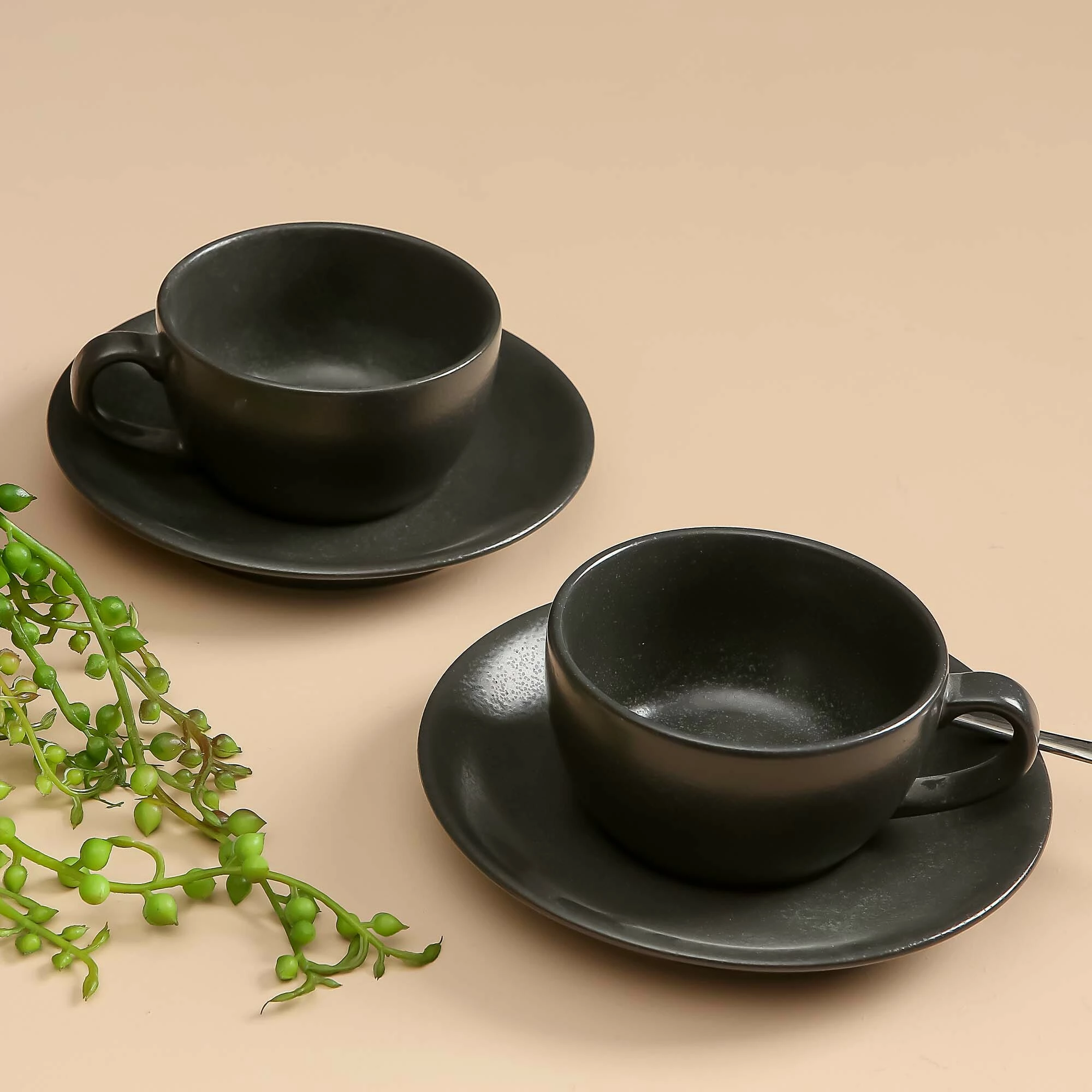 Tas trekëndor Porland Seasons Coal 200 mm, 820 ml, porcelan, i zi, set 6 copë