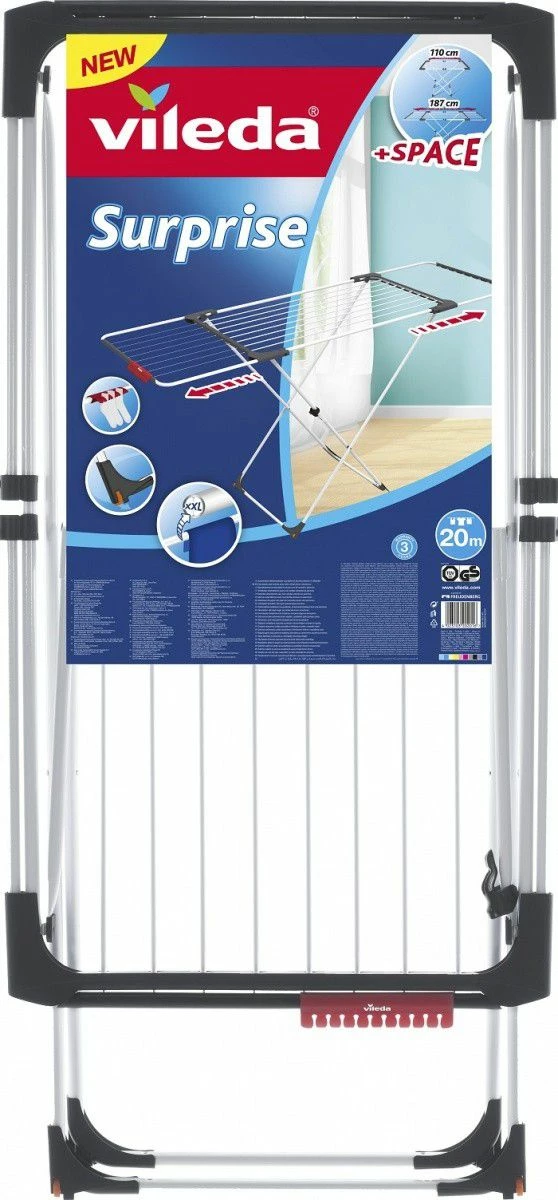 Tharëse rrobash Vileda Surprise 157235, e zgjerueshme 110-187 cm, 20 m tela, 20 kg, e bardhë