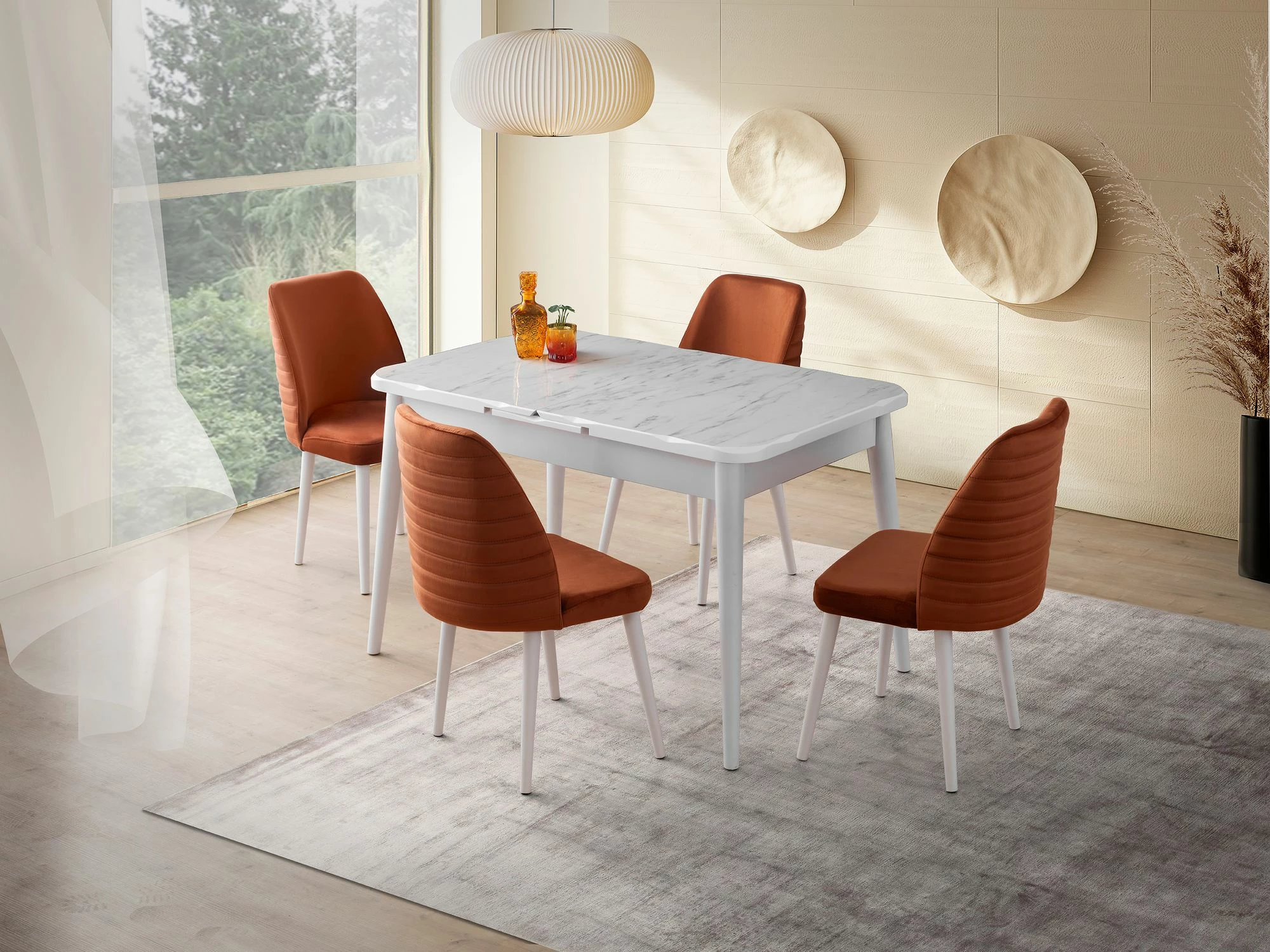 Tavolinë ngrënieje zgjatëse, ngjyrë e bardhë, Skye Decor, Crea - 2942