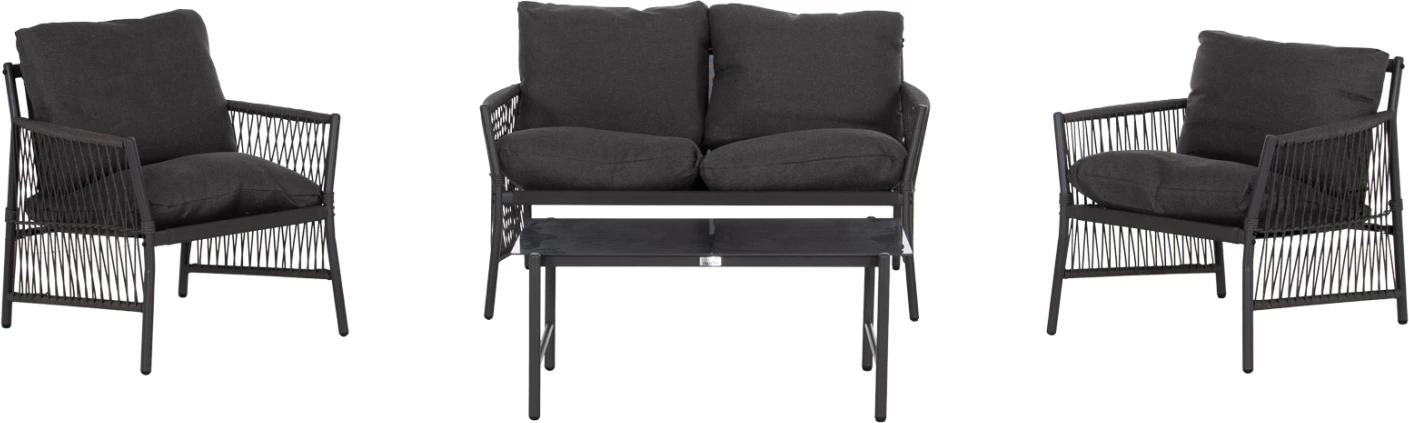 Set lounge për jashtë, 4 ulëse, DEANDRA FH6507.01, metal & jastëkë, ngjyrë gri
