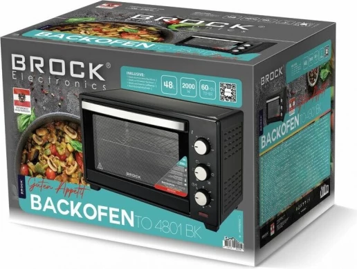 Furrë elektrike portative Brock TO 4801 BK, 48L, 2000W, me konvekcion, e zezë