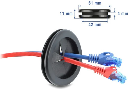 Unazë kaluese për kabllo DeLOCK 67332, 50 mm, plastikë, e zezë