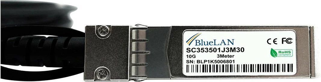 Kabllo DAC SFP+ BlueOptics 10GBASE-CR, 3m, AWG30, HPE kompatibile, e zezë/argjendtë