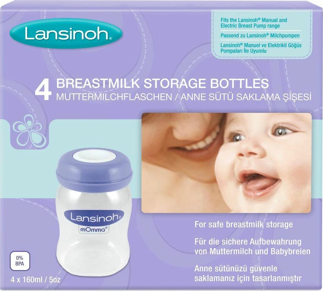 Shishe ruajtjeje qumështi gjiri Lansinoh 20417 160 ml (4 copë) blu