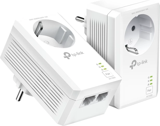 adapter Powerline TP-LINK TL-PA7027P KIT AV1000, 2x Gigabit, passthrough, set 2 copë, bardhë