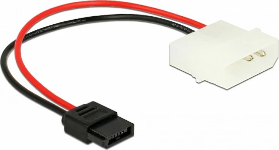 Kabllo rryme DeLOCK Molex 4-pin në Slim SATA 6-pin, 15 cm, kuqe/zezë