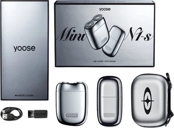 Makinë rroje + trimer hunde/veshi Yoose Mini 2.0 Complete, IPX7, USB-C, set 2-në-1, argjendtë