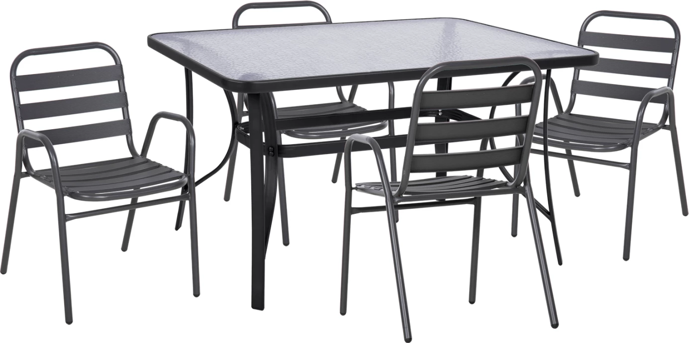 Set kopshti tavolinë & karrige Prelude FH21032, 5 pjesë, hiri/alumin