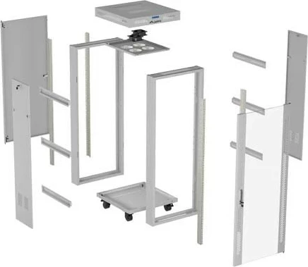 Shafë rack LANBERG 19" 42U 600x600, derë xhami, LCD V2, gri