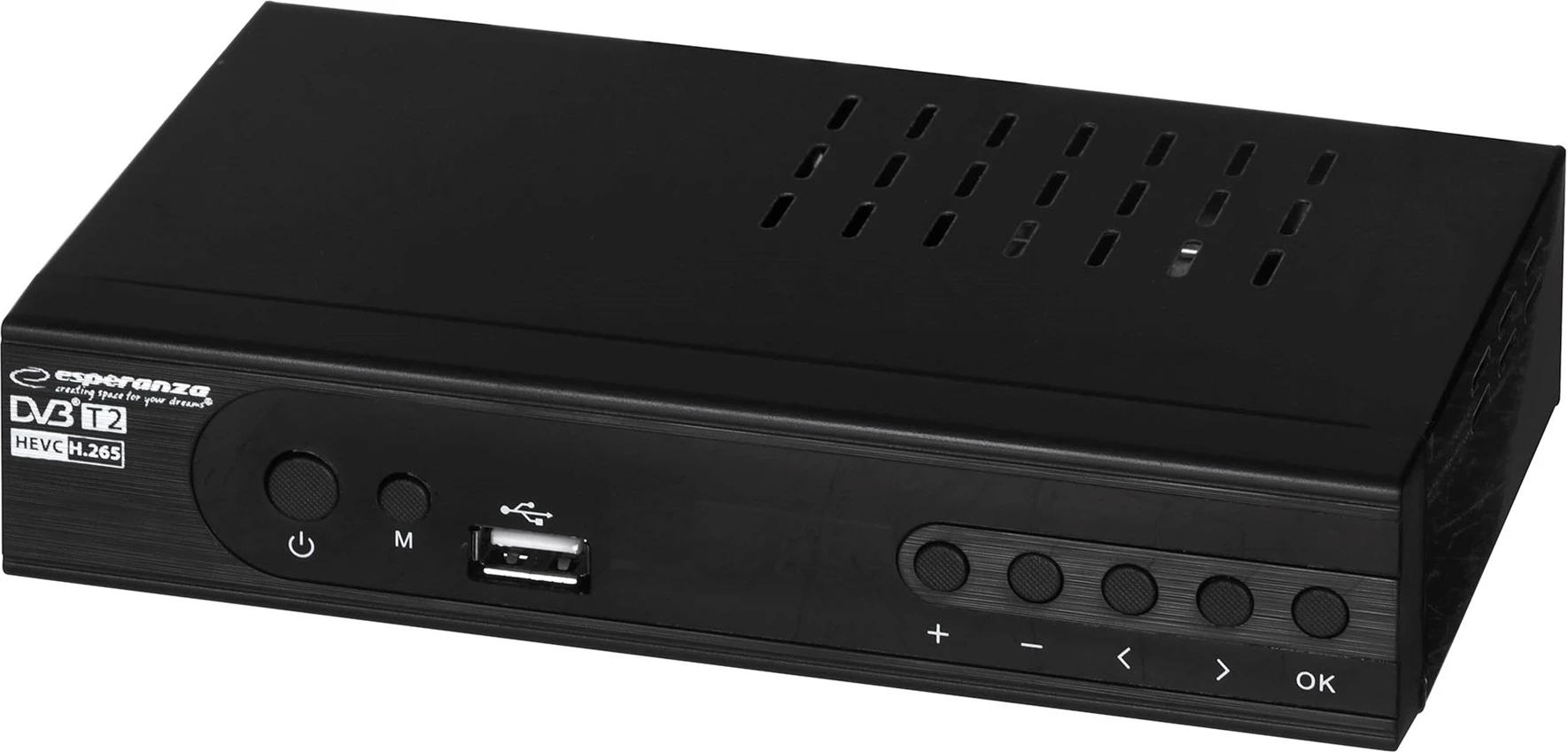 Resiver me telekomandë Esperanza EV106P, DVB-T2, i zi